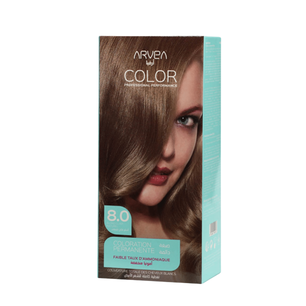 ARVEA COLORATION A FAIBLE TAUX D'AMMONIAUE 8.0 BLOND CLAIR NATUREL