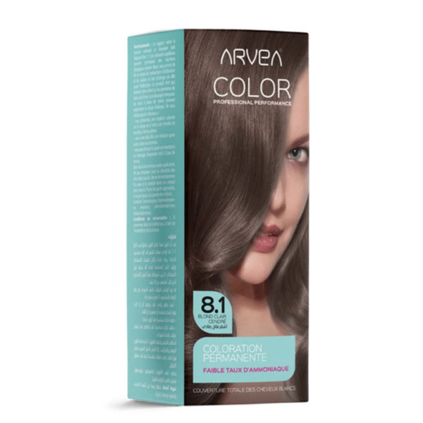 ARVEA COLORATION A FAIBLE TAUX D'AMMONIAUE 8.1 BLOND CLAIR CENDRE