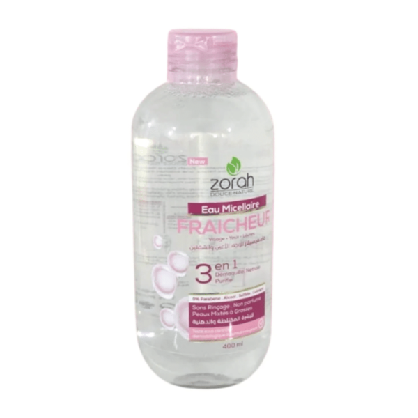 ZORAH EAU MICELLAIRE FRAICHEUR 3EN1 PEAUX MIXTE A GRASSE 400ML