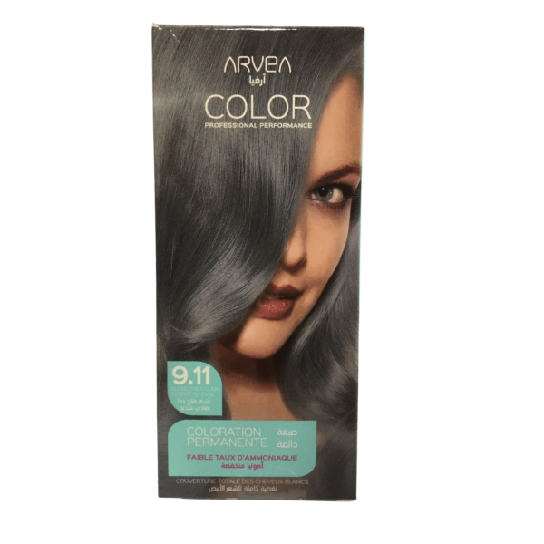 ARVEA COLORATION A FAIBLE TAUX D'AMMONIAUE 9.11 BLOND TRES CLAIR CENDRE INTENSE