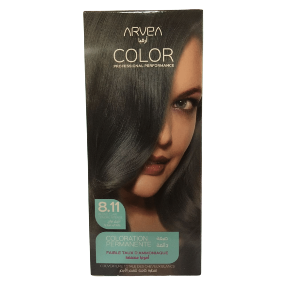 ARVEA COLORATION A FAIBLE TAUX D'AMMONIAUE 8.11 BLOND CLAIRE CENDRE INTENSE