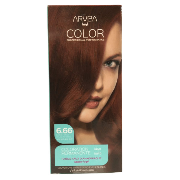 ARVEA COLORATION A FAIBLE TAUX D'AMMONIAUE 6.66 BLOND FONCE ROUGE INTENSE