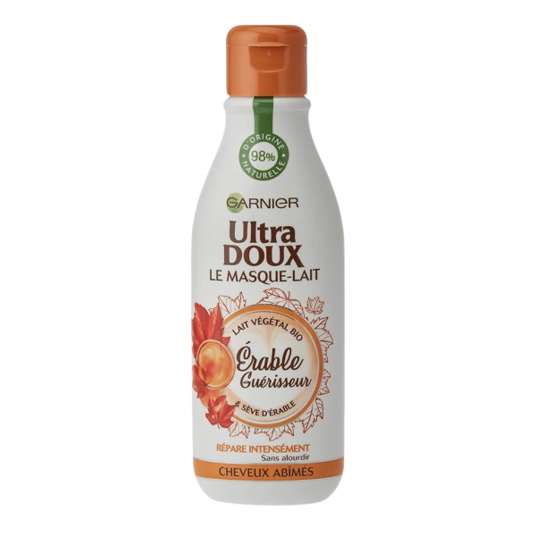 GARNIER ULTRA DOUX LE MASQUE-LAIT 250ML LAIT VEGETAL BIO ERABLE GUERISSEUR CHEVEUX ABIMES