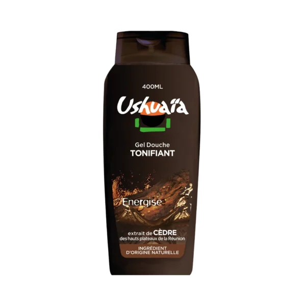 USHUAIA GEL DOUCHE TONIFIANT  400ML ENERGISE EXTRAIT DE CEDRE DES HAUTS PLATEAUX DE LA REUNION