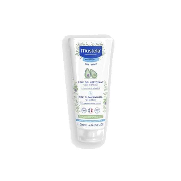 MUSTELA 2 EN 1 GEL NETTOYANT CORPS ET CHEVEUX A L'aVOCAT ISSU DE CULTURE BIO 200ML