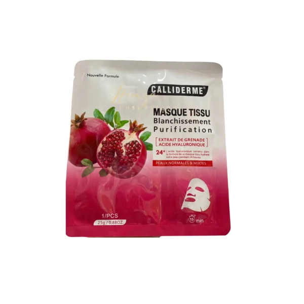 CALLIDERM MASQUE TISSU VISAGE BLANCHISSEMENT PURIFICATION GRENADE