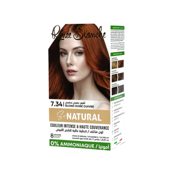 RENEE BLANCHE COULEUR INTENSE ET HAUTE COUVRANCE 0% AMMONIAQUE 7.34 BLIND DORE CUIVRE