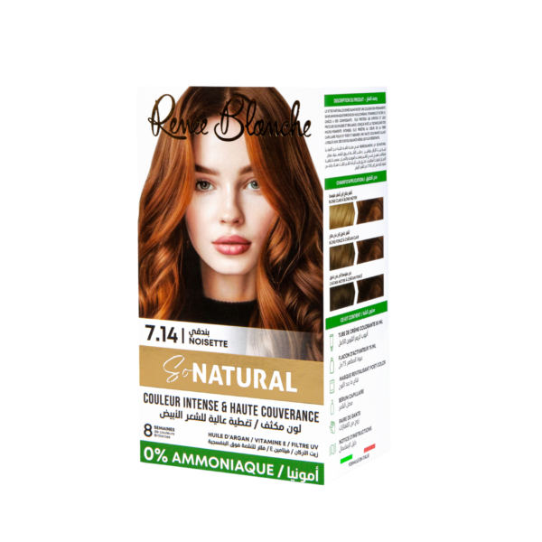 RENEE BLANCHE COULEUR INTENSE ET HAUTE COUVRANCE 0% AMMONIAQUE 7.14 NOISETTE