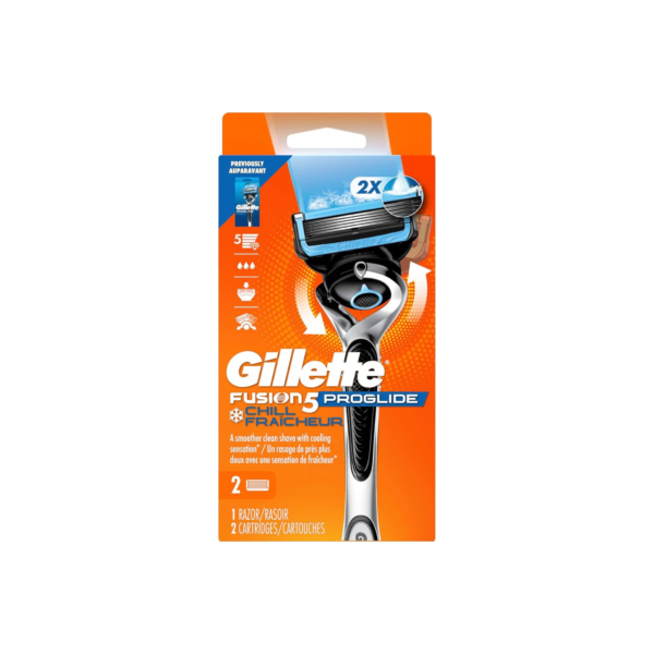 GILLETTE FUSION 5 PROGLIDE CHILL FRAICHEUR 2 CARTOUCHES